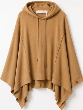 See By Chloé Hooded Poncho Sweater - Camel Brown